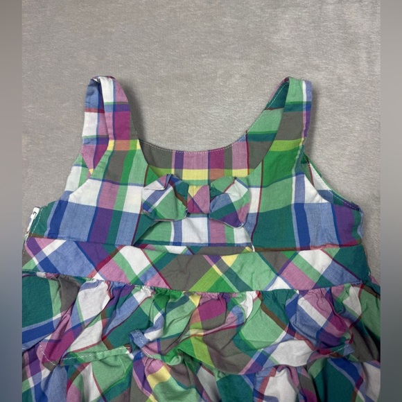 Ralph Lauren Girls Cotton Plaid Ruffle Sleeveless Purple Green Pink Dress 4T - Picture 10 of 14